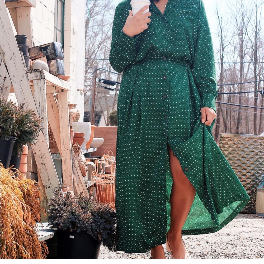 Green Polka dot skirt.